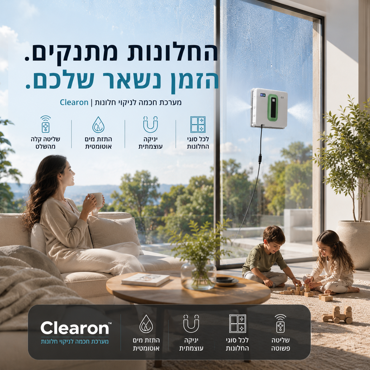מערכת חכמה לניקוי חלונות | Clearon
