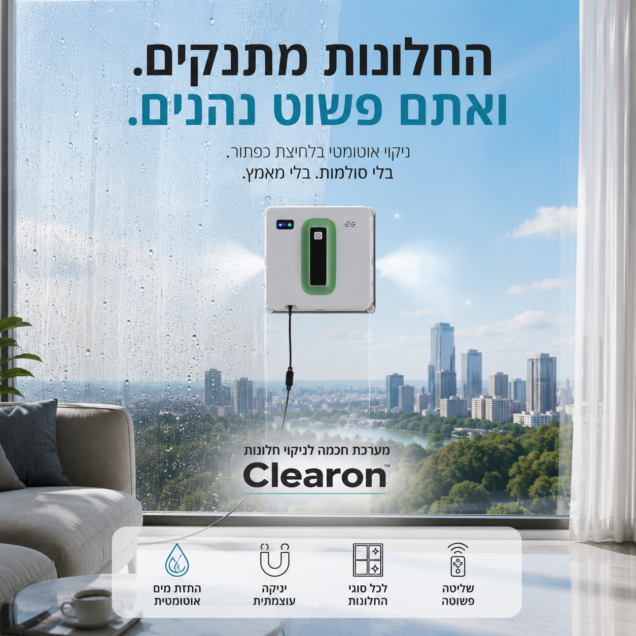 מערכת חכמה לניקוי חלונות | Clearon