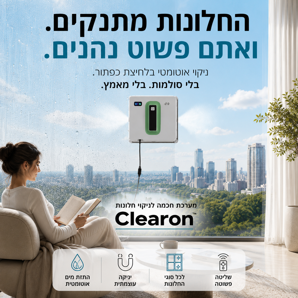 מערכת חכמה לניקוי חלונות | Clearon