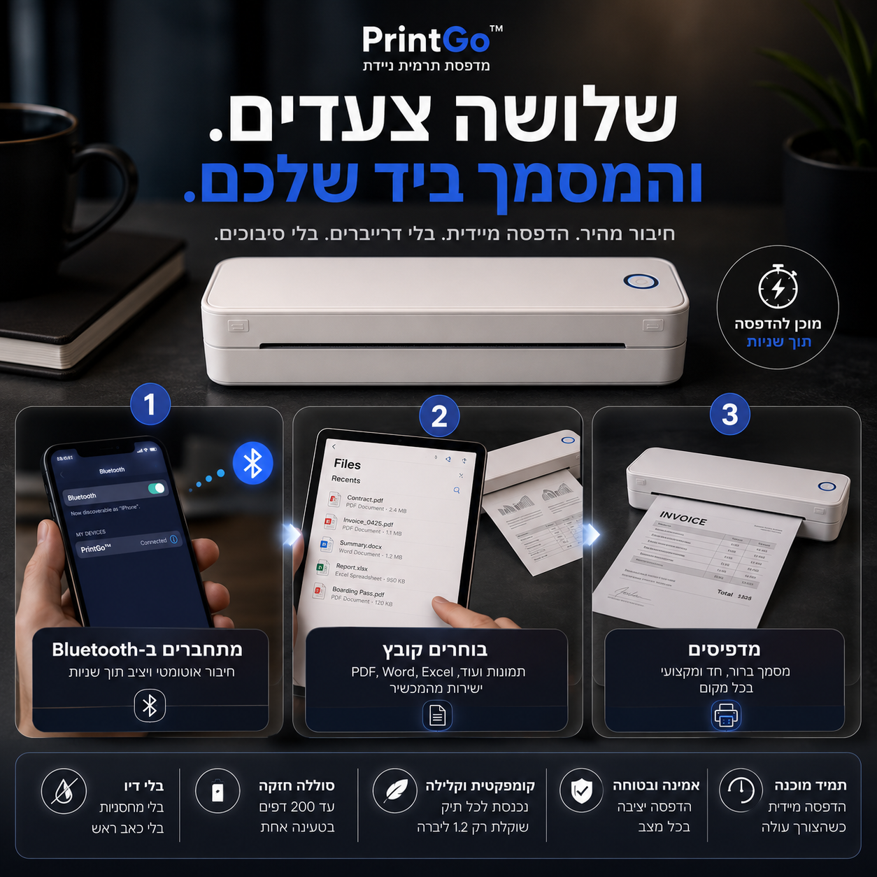 PrintGo™ | מדפסת תרמית ניידת