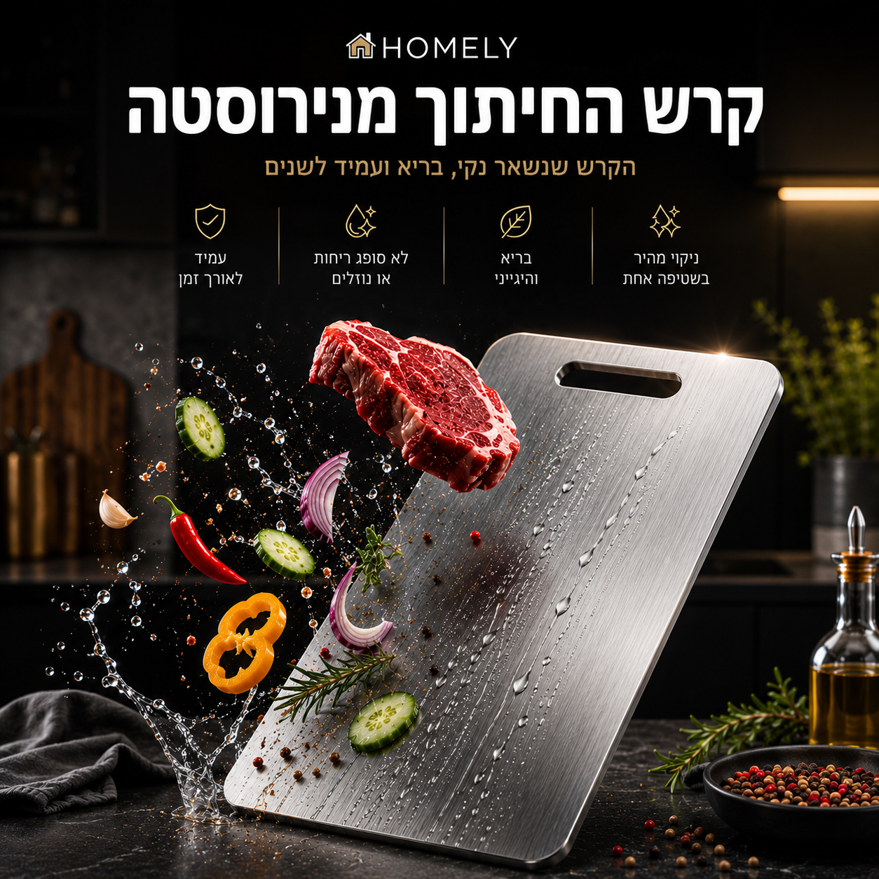 קרש החיתוך מנירוסטה | HOMELY
