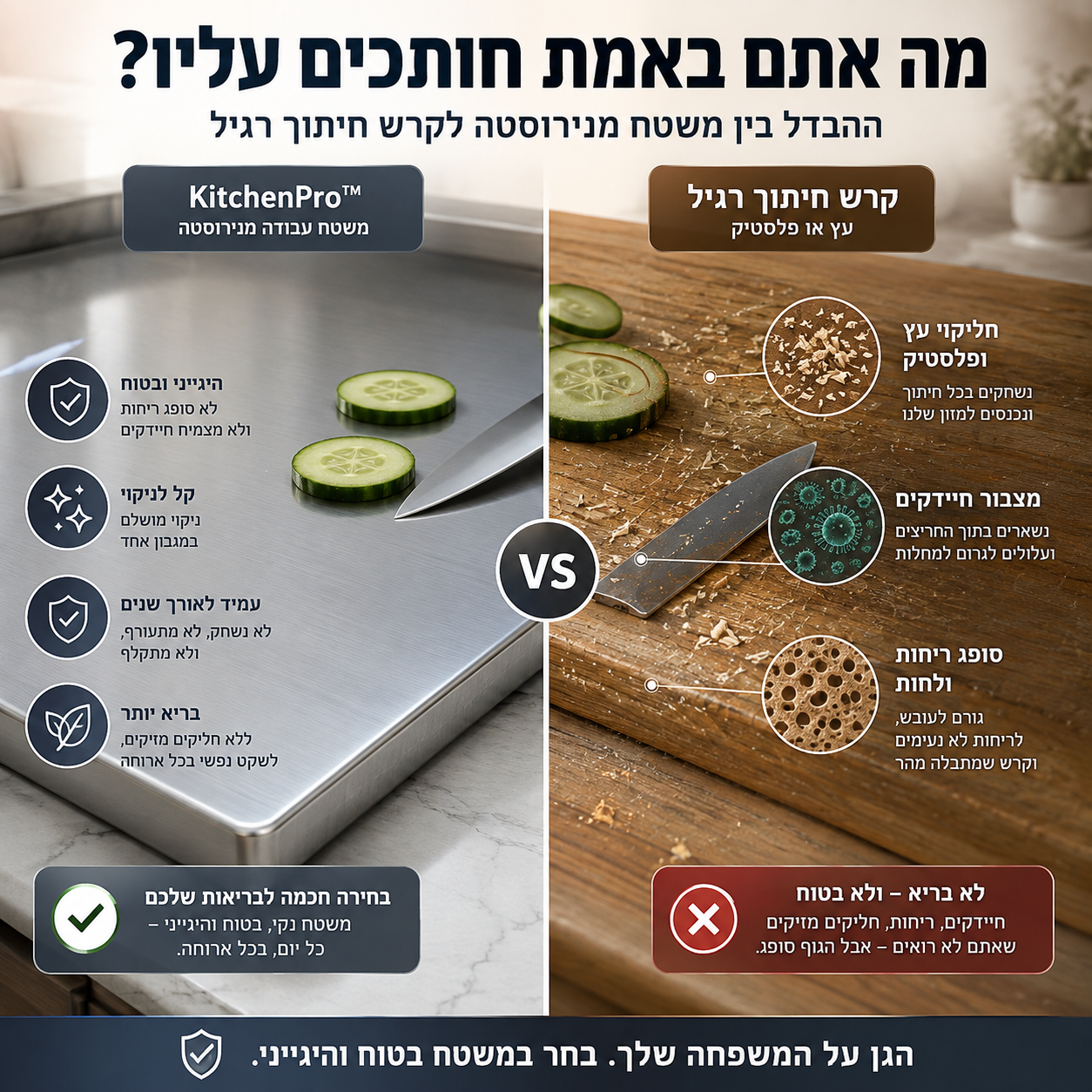 משטח עבודה מנירוסטה | KitchenPro™