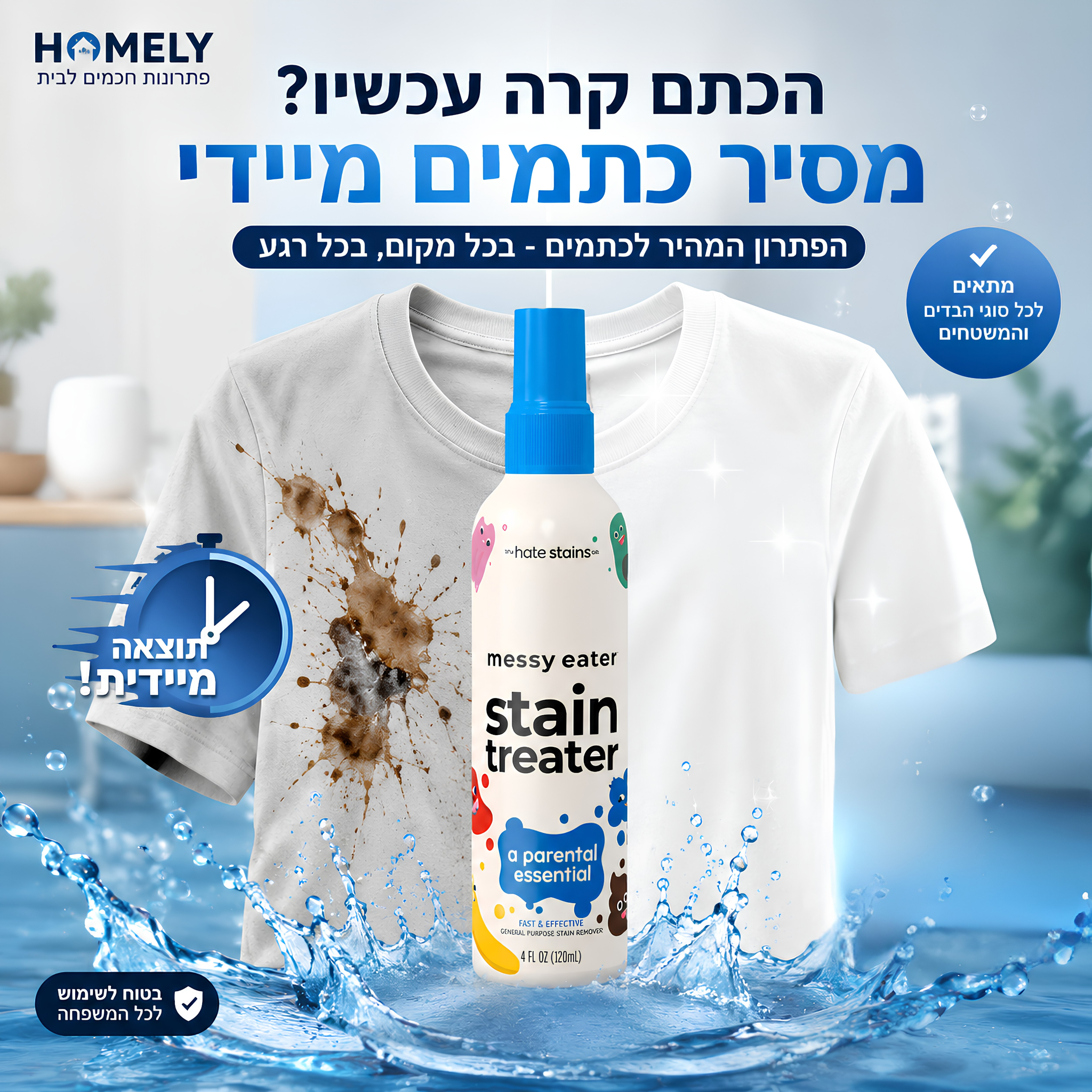 מסיר הכתמים המיידי של HOMELY