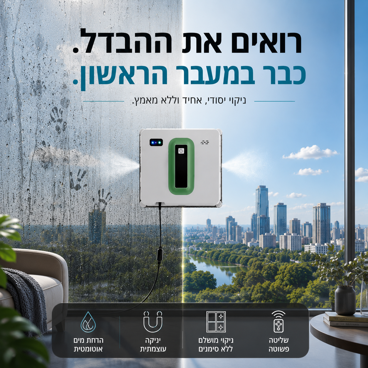 מערכת חכמה לניקוי חלונות | Clearon