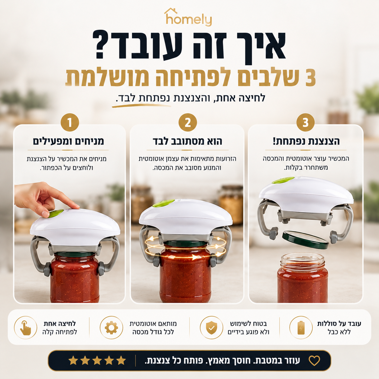 פותחן הצנצנות האוטומטי | Homely