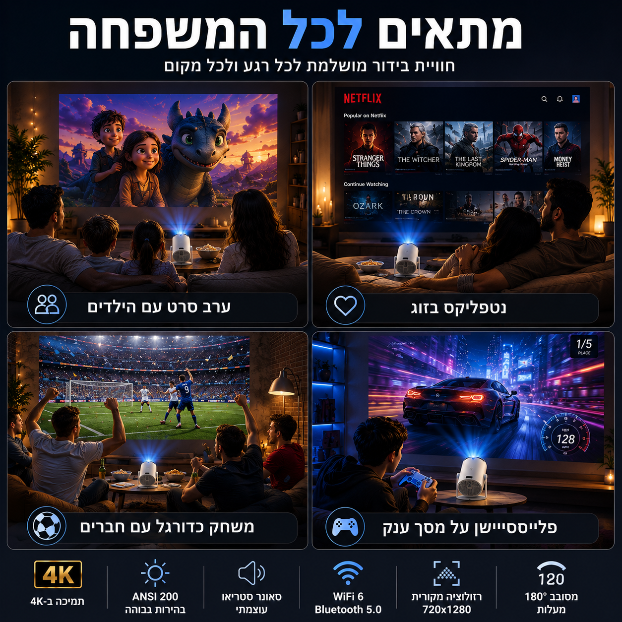 מקרן נייד עוצמתי | HOMELY