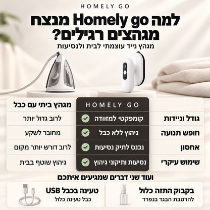 מגהץ נייד עוצמתי לבית ולנסיעות | HOMELY GO