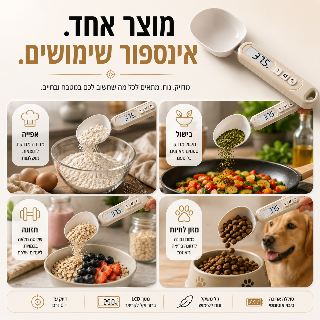 כף שקילה דיגיטלית חכמה | SmartScoop