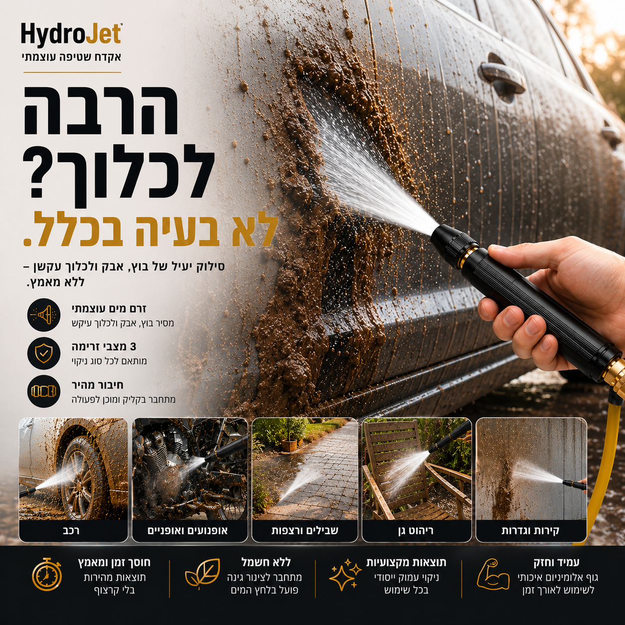 אקדח שטיפה עוצמתי | HydroJet