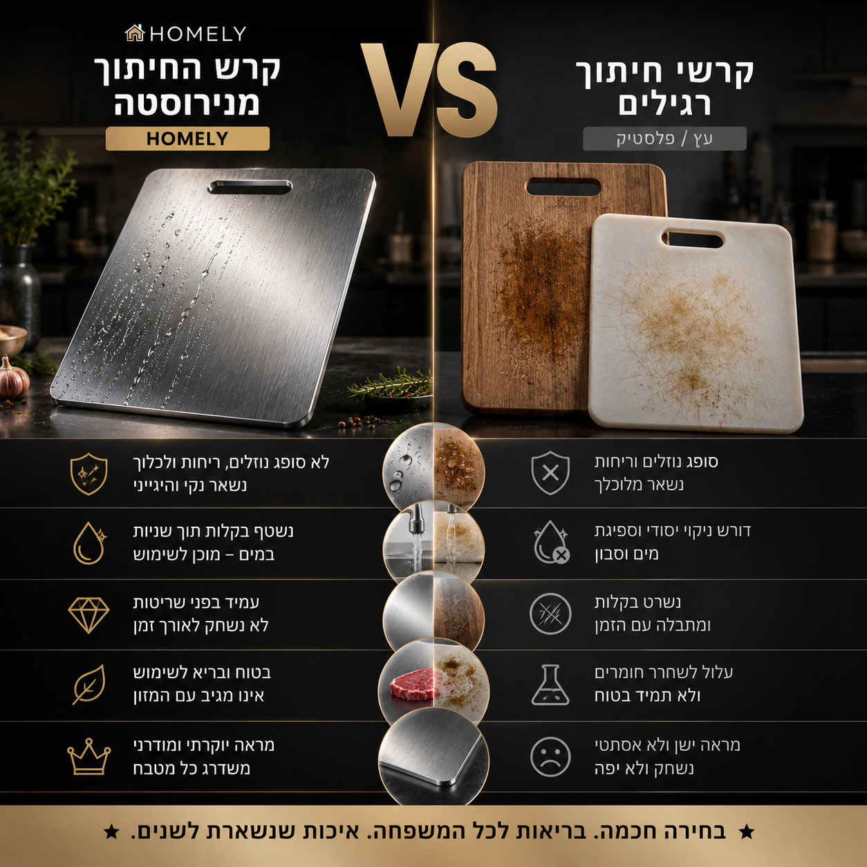 קרש החיתוך מנירוסטה | HOMELY