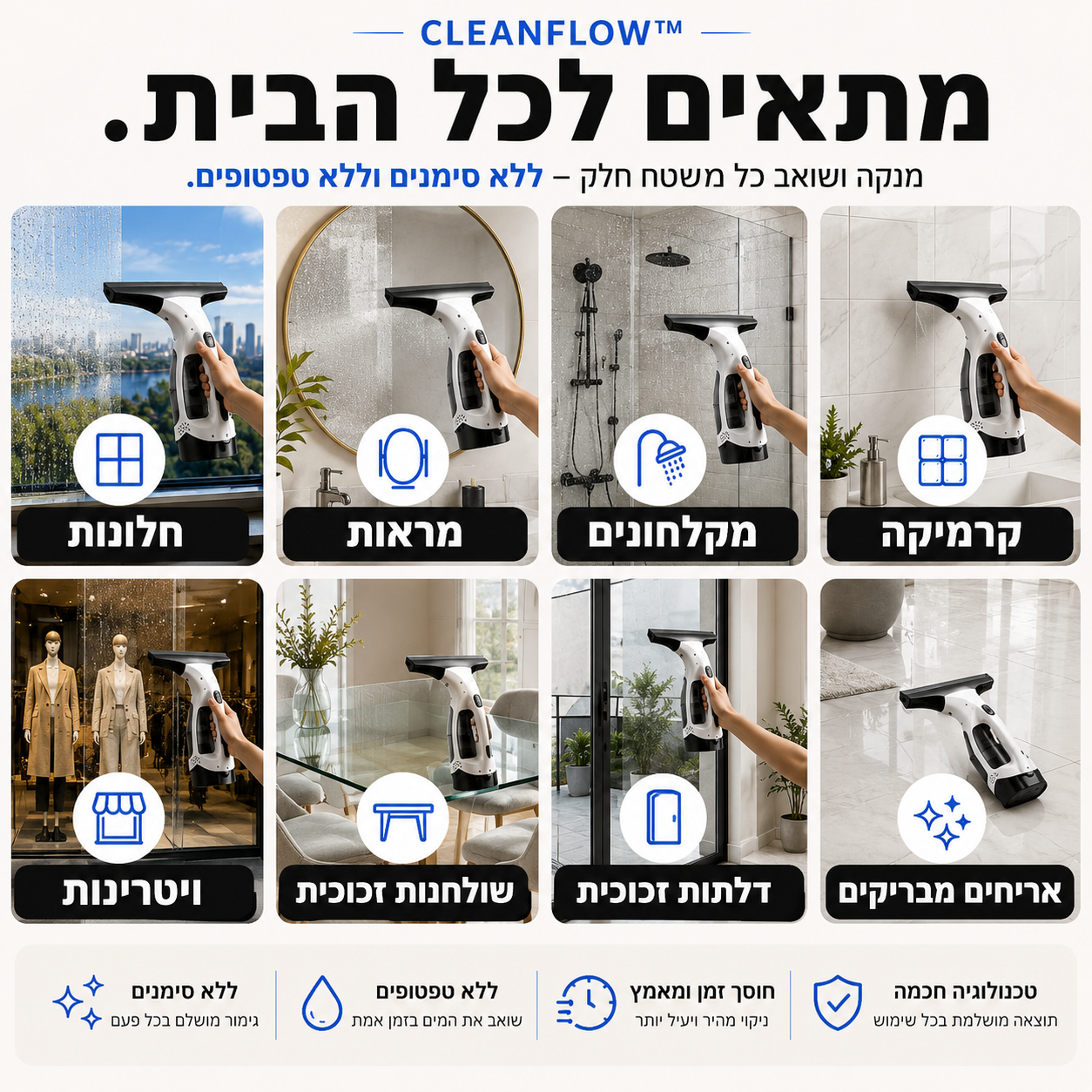 שואב המשטחים החשמלי | CleanFlow