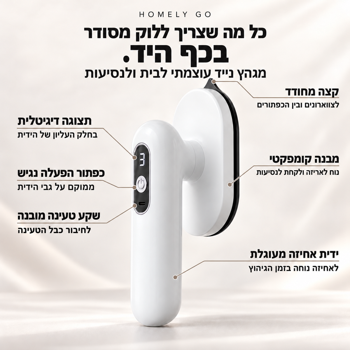 מגהץ נייד עוצמתי לבית ולנסיעות | HOMELY GO